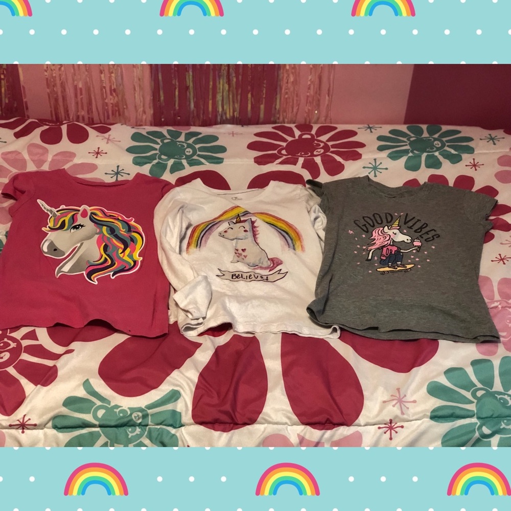 Lot of 3 size 7-8 gently used girls graphic tees